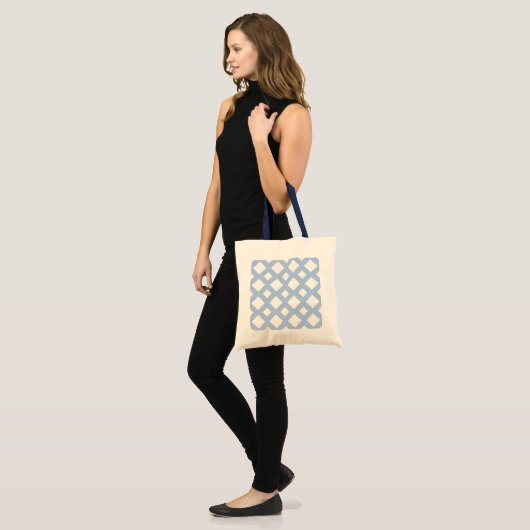 Licht blauw vak op wit tote bag (Voorkant (model))