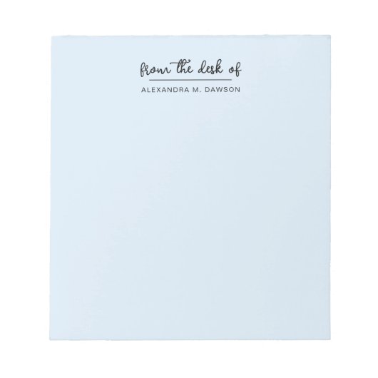 Licht blauw van het bureau van eenvoudige manuscri notitieblok (Voorkant)