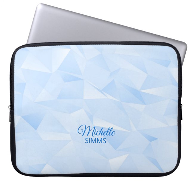Licht blauw veelhoekig patroon en aanpassing laptop sleeve (Voorkant)