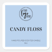 Licht Blauw vierkant Rand Uw Logo Kandeletiket Vierkante Sticker (Voorkant)