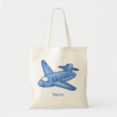Licht blauw vliegtuig Canvas tas (Voorkant)