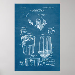 Licht blauw   Vloeibare zeef en mixer Patent Poster