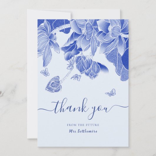 Licht blauw Vrijgezellenfeest van vlinderbloemen Bedankkaart (Voorkant)