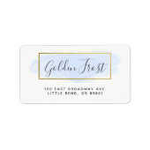 Licht blauw Waterverf en modern Gold Chic-adres Etiket (Voorkant)