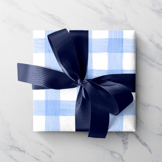 Licht blauw Waterverf Gingham-pakpapier Cadeaupapier