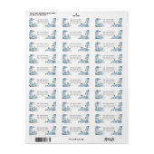 Licht blauw Waterverf Roos Terugkeeradres label (Full Sheet)