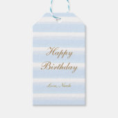 Licht blauw Waterverf Stripes Gift Label Cadeaulabel (Voorkant)