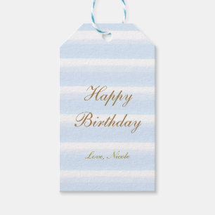 Licht blauw Waterverf Stripes Gift Label Cadeaulabel