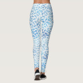 Licht blauw Waterverf vogelpatroon Leggings (Achterkant)