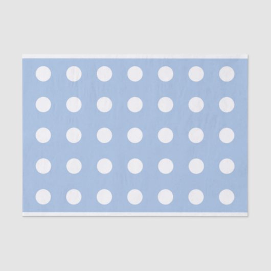 Licht blauw weefselpapier met witte pooldots tissuepapier (Voorkant)
