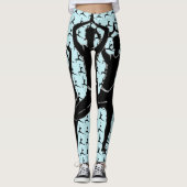 Licht blauw werk Yoga Pose Silhouette Leggings (Voorkant)