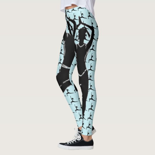 Licht blauw werk Yoga Pose Silhouette Leggings (Links)