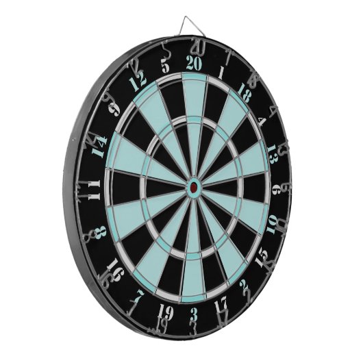 Licht blauw, wit en zwart dartboard dartbord (Voorkant Links)