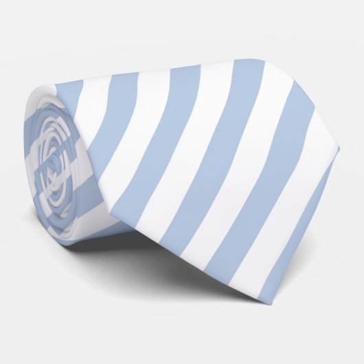 Licht blauw/wit gestreept Stropdas (Opgerold)