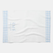 Licht Blauw & Wit Gingham Aangepaste Monogram Naam Theedoek (Horizontaal)
