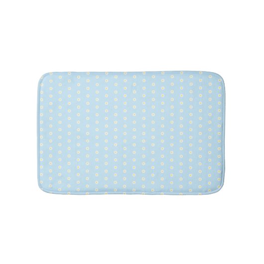 Licht blauw wit maisachtig bloempatroon badmat (Voorkant)