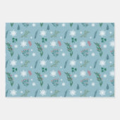 Licht Blauw & Wit Schattige Wintersneeuw Inpakpapier Vel (Voorkant 2)