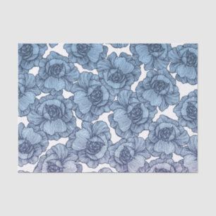 Licht Blauw Witte en Zwarte Moderne Kunstbloemen Tissuepapier