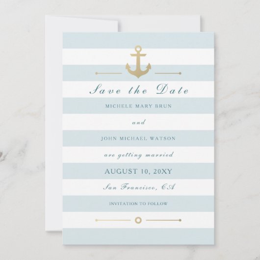 Licht blauw witte naald slaat de datum op save the date (Voorkant)