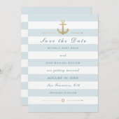 Licht blauw witte naald slaat de datum op save the date (Voorkant / Achterkant)