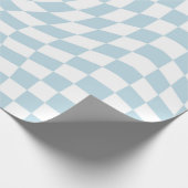 Licht Blauw Witte Retro Verkeerde Controles Gecont Cadeaupapier (Hoek)