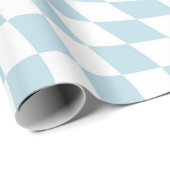 Licht Blauw Witte Retro Verkeerde Controles Gecont Cadeaupapier (Rol Hoek)