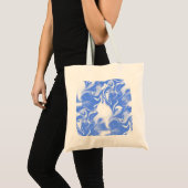 Licht Blauw Witte Warp Tote Bag (Voorkant (product))