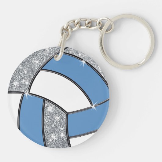 Licht Blauw, Zilver, Wit, Cheap Volleyball Giften Sleutelhanger (Achterkant)