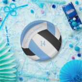 Licht blauw zwart kinder volleybalfepapier bord (Feest)