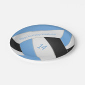 Licht blauw zwart kinder volleybalfepapier bord (Gekanteld)