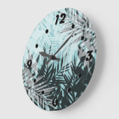 Licht blauw zwart tropisch patroon grote klok (Hoek)