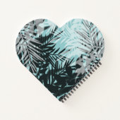 Licht blauw zwart tropisch patroon notitieboek (Achterkant)