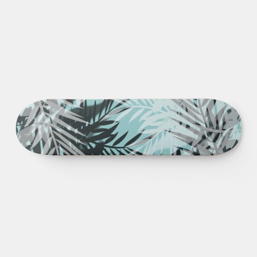 Licht blauw zwart tropisch patroon persoonlijk skateboard (Horizontaal)