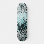 Licht blauw zwart tropisch patroon persoonlijk skateboard (Voorkant)