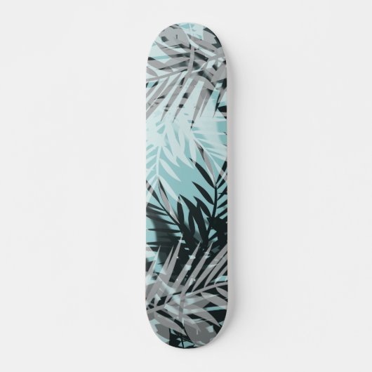 Licht blauw zwart tropisch patroon persoonlijk skateboard (Voorkant)