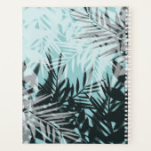 Licht blauw zwart tropisch patroon planner (Achterkant)