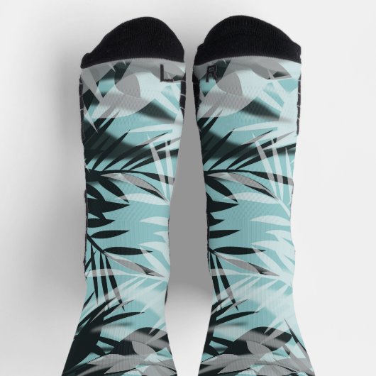 Licht blauw zwart tropisch patroon sokken (Top)