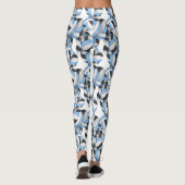 Licht blauw zwart-witvolleybalpatroon leggings (Achterkant)