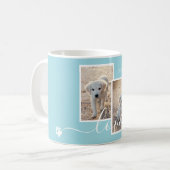 Licht blauwe aangepaste foto's met naam- en liefde koffiemok (Voorkant links)