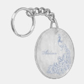 Licht blauwe acryl Sleutelhanger op maat (Voorkant Links)