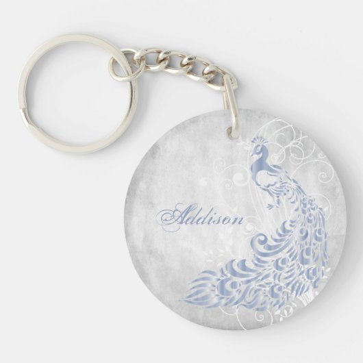 Licht blauwe acryl Sleutelhanger op maat (Voorkant)