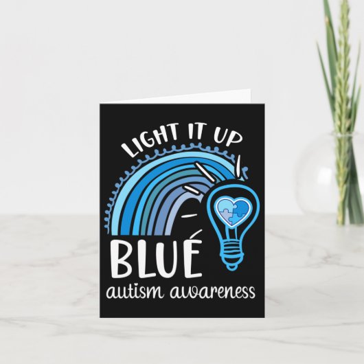 Licht blauwe autisme op Rainbow Pu Kaart (Voorkant)