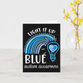Licht blauwe autisme op Rainbow Pu Kaart (Gele Bloem)