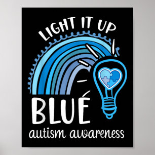Licht blauwe autisme op Rainbow Pu Poster