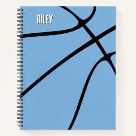 Licht Blauwe Basketball Player Name of Text Custom Notitieboek