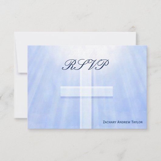 Licht blauwe bevestiging RSVP kaartje (Voorkant)