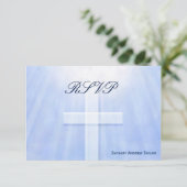 Licht blauwe bevestiging RSVP kaartje (Staand voorkant)