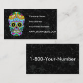 Licht Blauwe Bloemen Mexicaanse Tattoo Suikersched Visitekaartje (Voorkant / Achterkant)