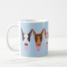 Licht blauwe Cartoon Podenco Dog Facturen Koffiemok