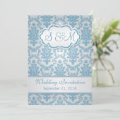 Licht blauwe damp op zilveren achtergrond Weddensc Kaart (Staand voorkant)